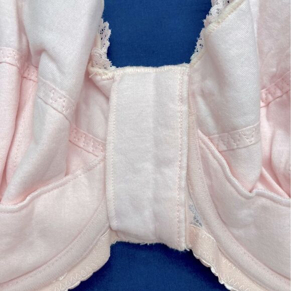 Bra Size 46DD Pink Lace Front Hooks Adjustable Straps Underwire Inside Padding - Picture 11 of 15